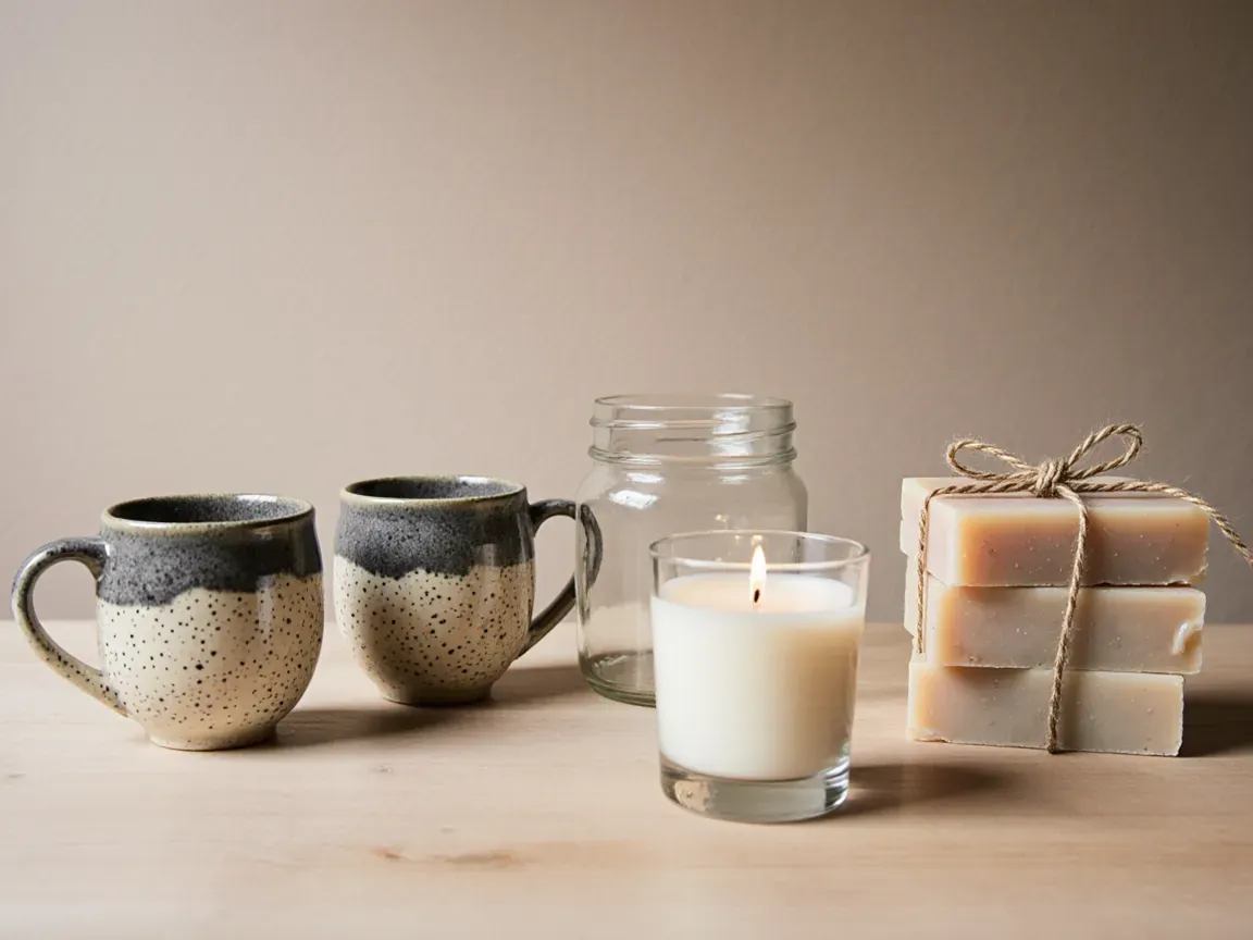pottery, candles, and soap from local makers
