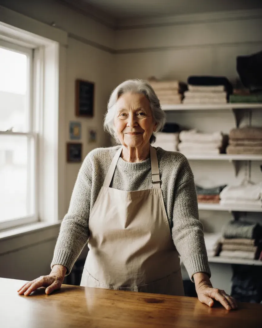the proprietor behind the mercantile counter