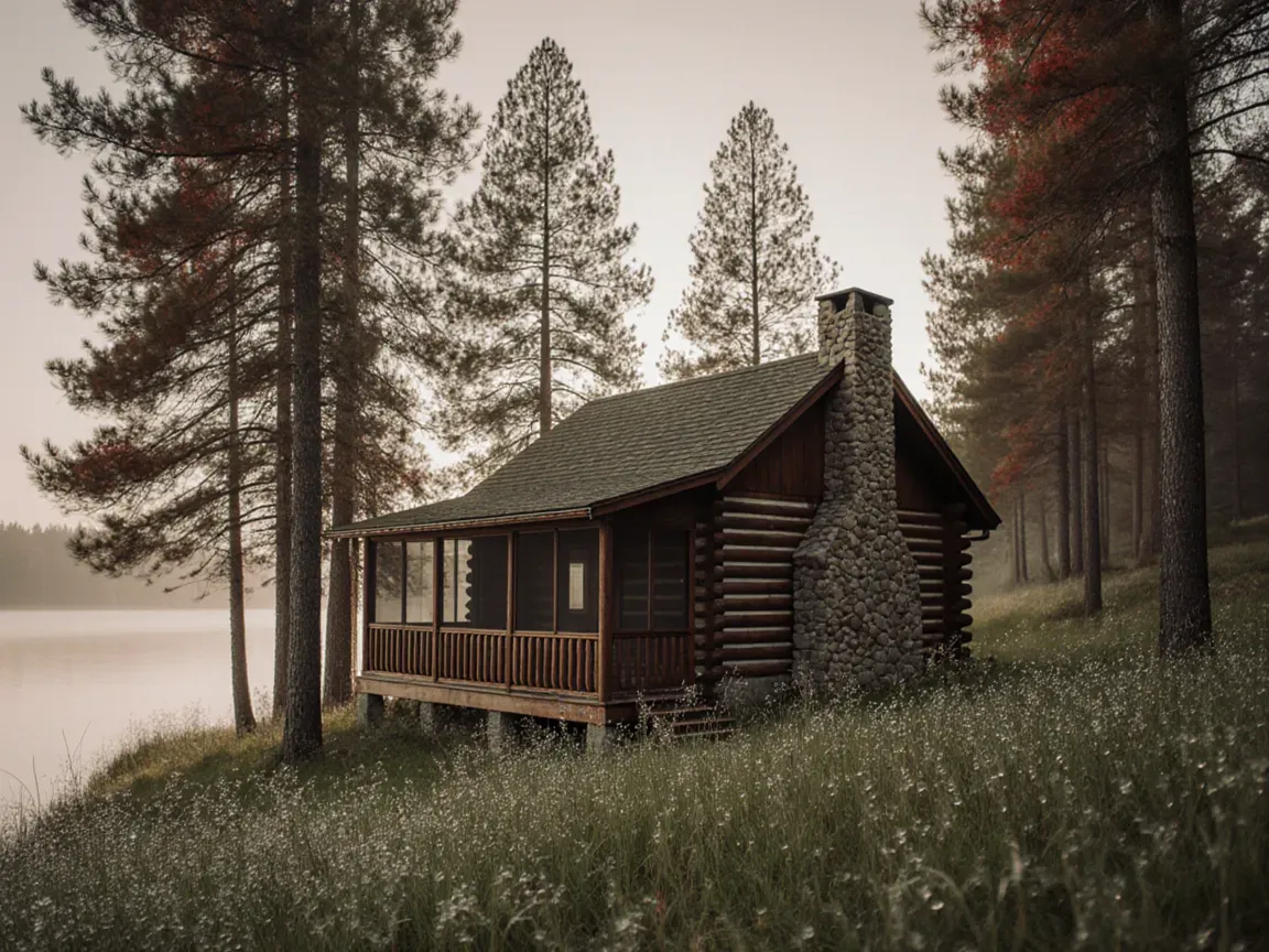 Tamarack Cabin exterior with its dock on Lake Superior